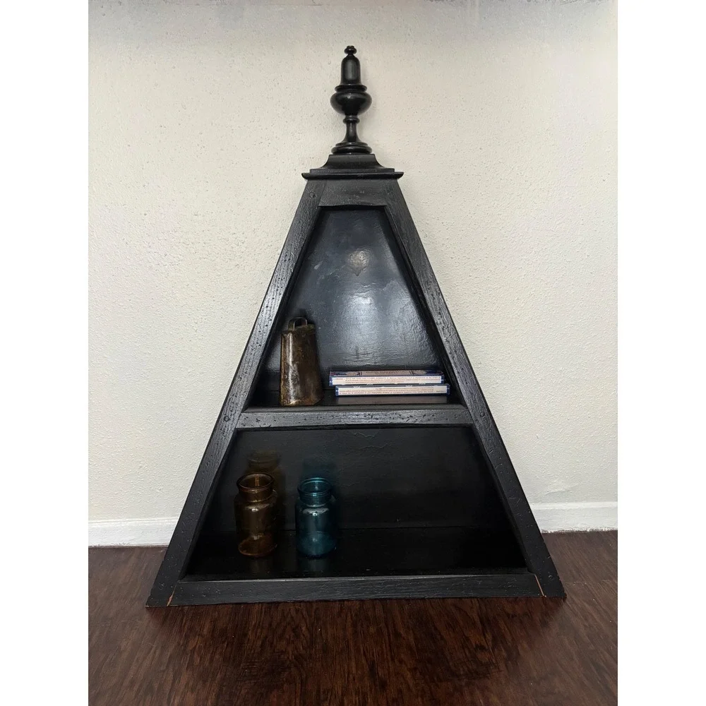 Vintage Stiffel Pyramid Wooden Shelf Wall Mount Book Crystal Stand 2.25 Ft Tall*